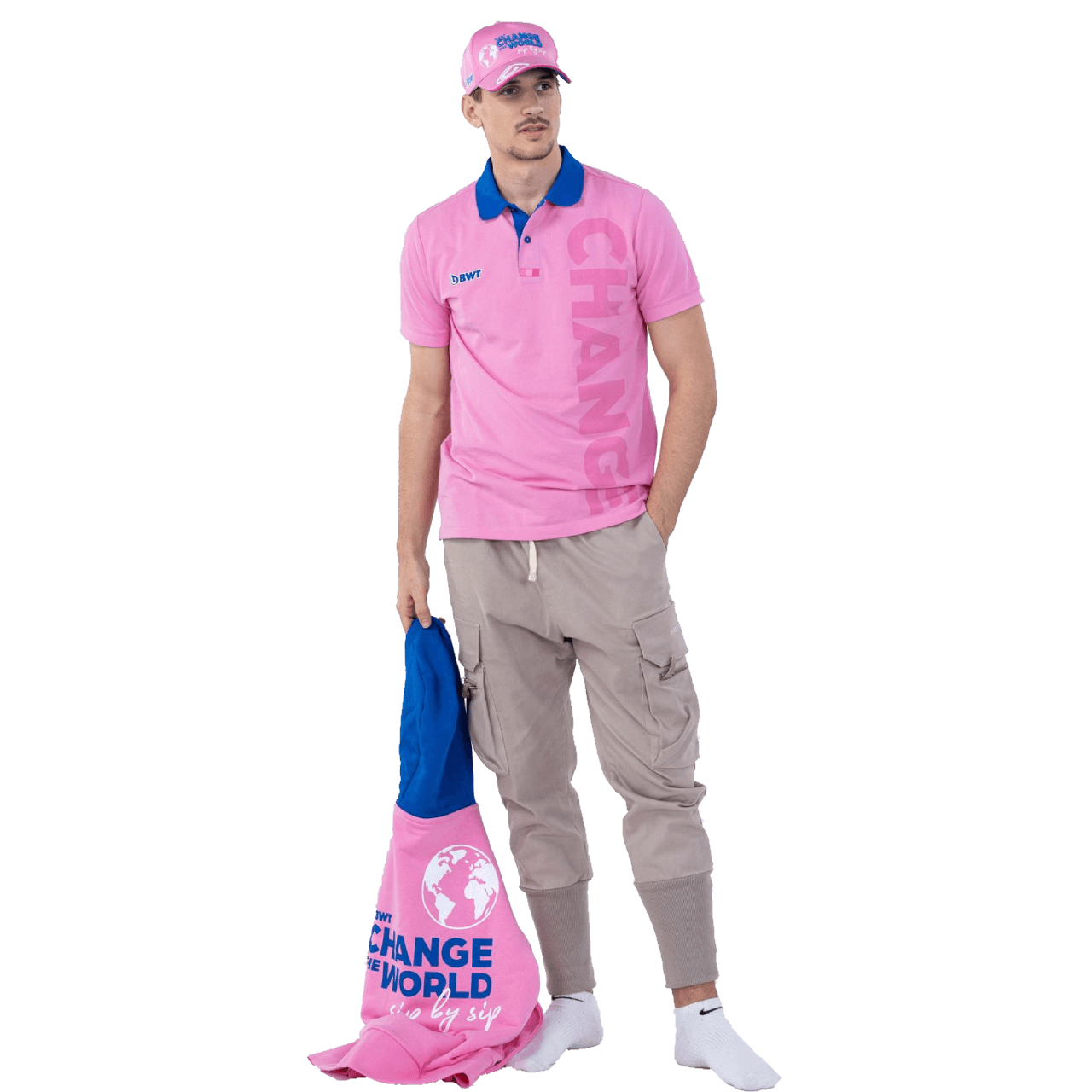 BWT Change the World Polo Herren in pink