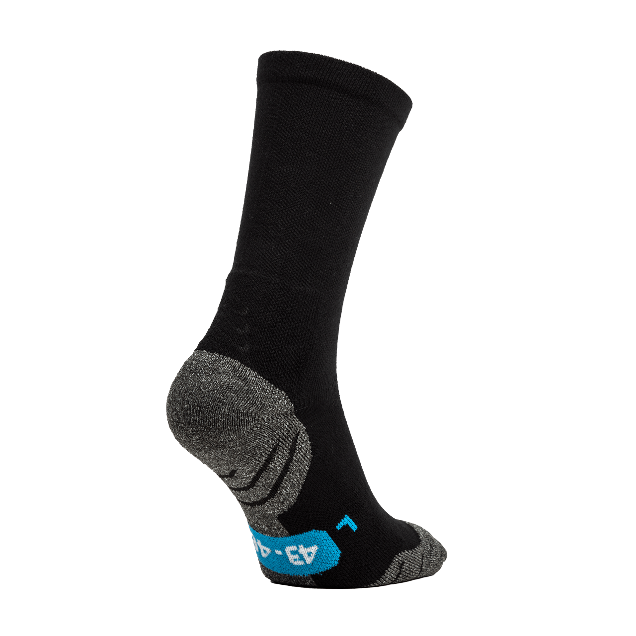 BWT One Trainingssocken in schwarz mit kleinen grauen und blauen Elementen