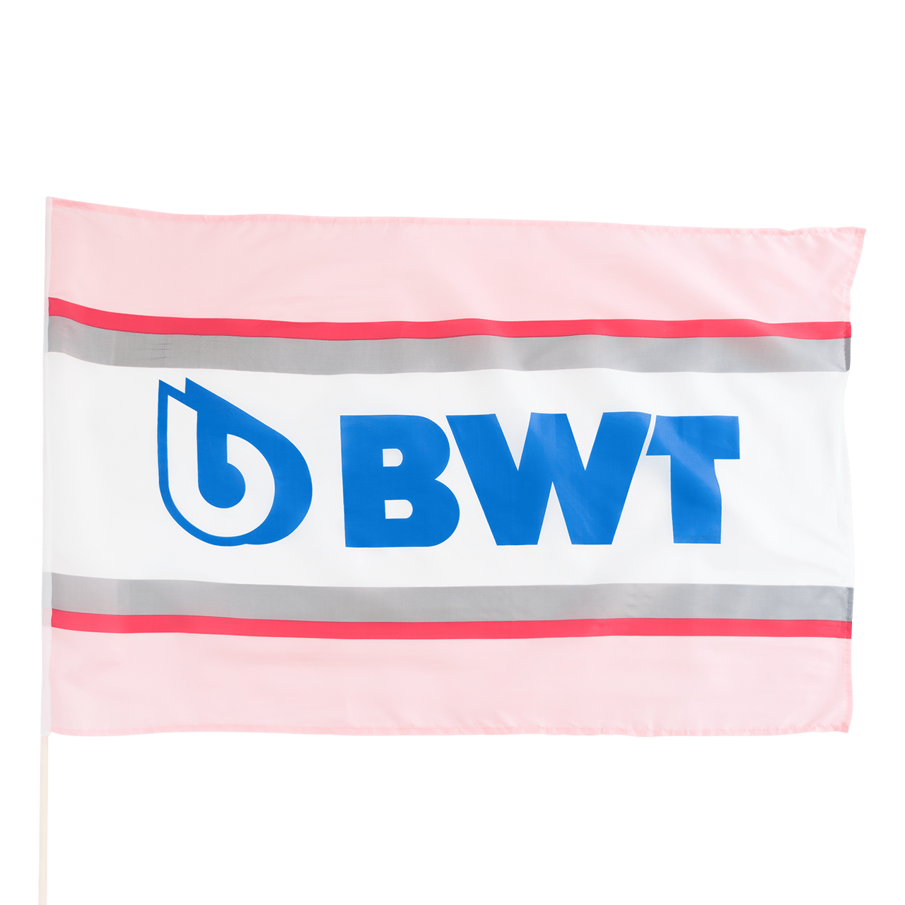 BWT Fahne in rosa Design und blauer Aufschrift