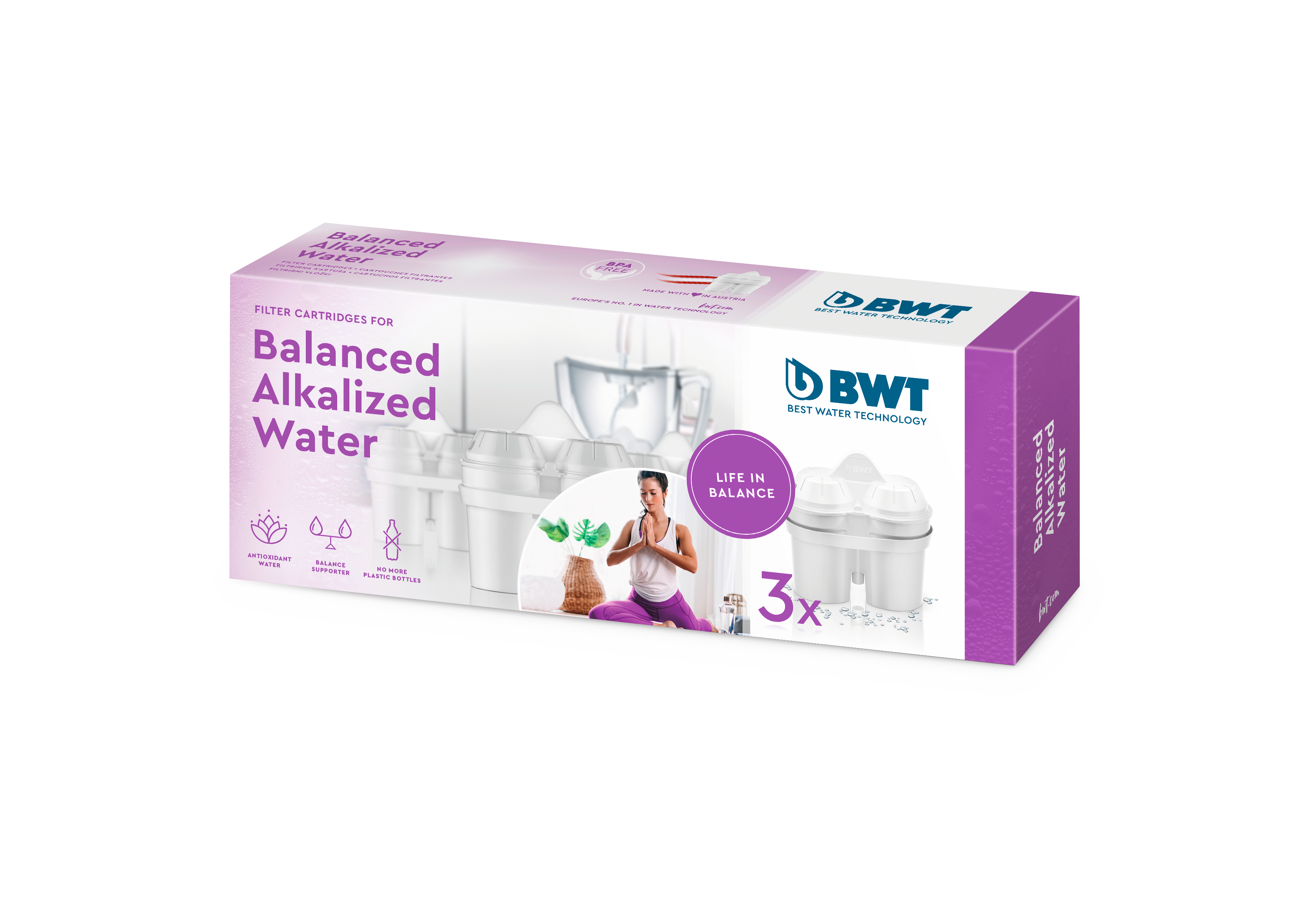 BWT Balanced Alkalized Water Filterkartuschen 3er Pack Verpackung